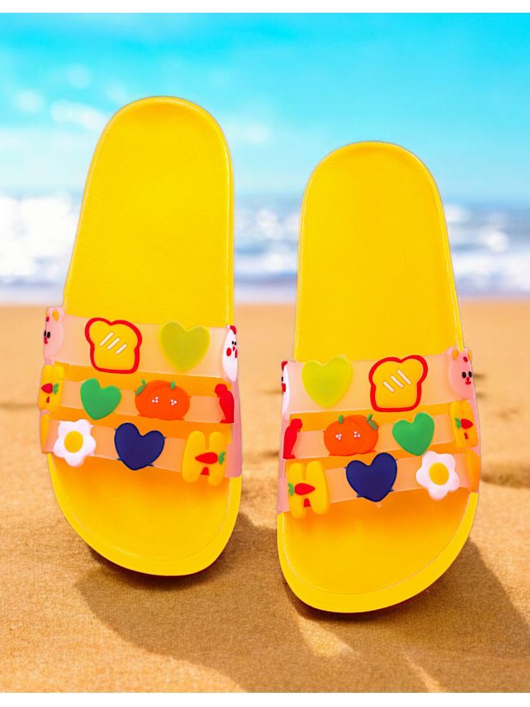     			KAPANI Yellow Women's Slide Flip flop