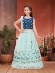 Aarika Navy Blue Georgette Girls Lehenga Choli Set ( Pack of 1 )