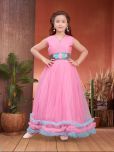 Aarika Net Gown For Girls ( Pack of 1 , Pink )