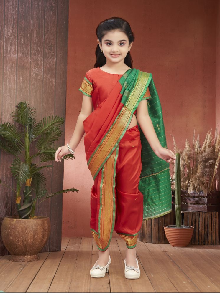     			Aarika - Red Silk Girls Maharashtrian Saree ( Pack of 1 )