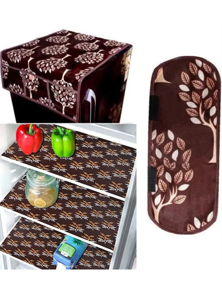     			Crosmo Polyester Nature Fridge Mat & Cover ( 99 53 ) Pack of 5 - Multicolor