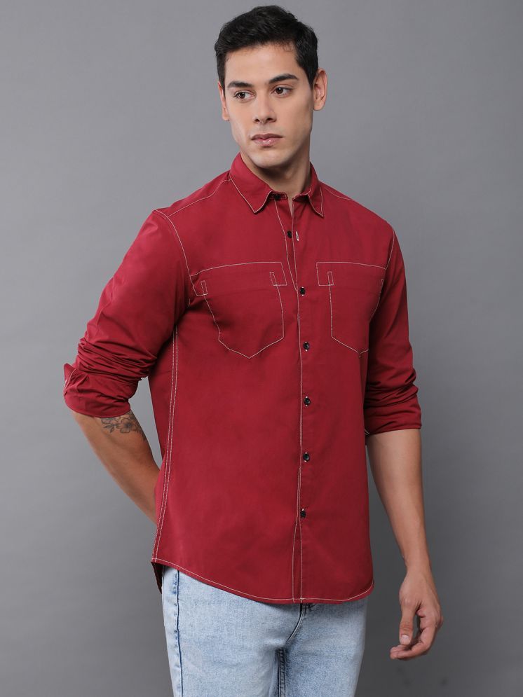     			Difference of Opinion 100% Cotton Regular Fit Solids Full Sleeves Men's Casual Shirt - Maroon ( Pack of 1 )