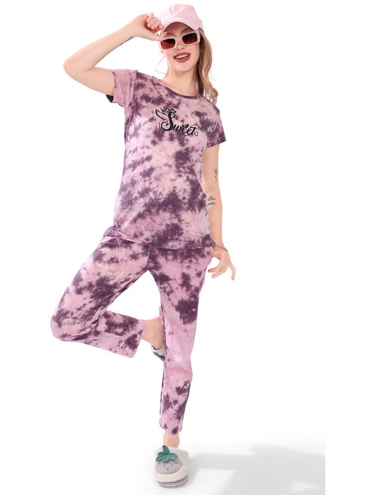     			FOMTI Purple Cotton Blend Women's Nightwear Nightsuit Sets ( Pack of 1 )