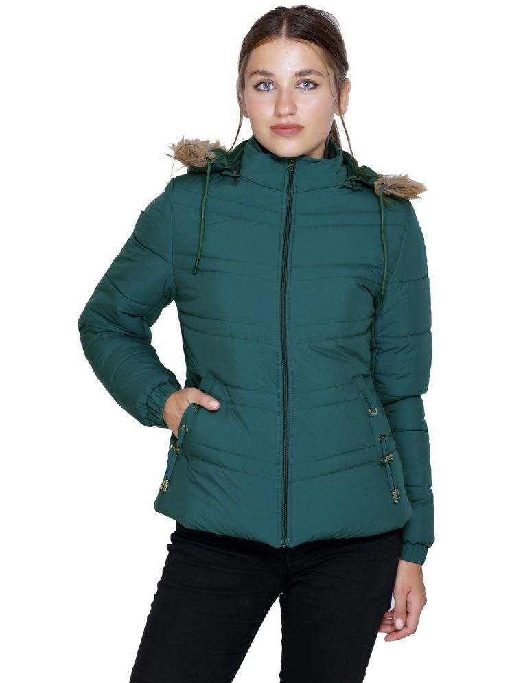     			IF-INDIAN FORT - Nylon Green Bomber Jackets Pack of 1