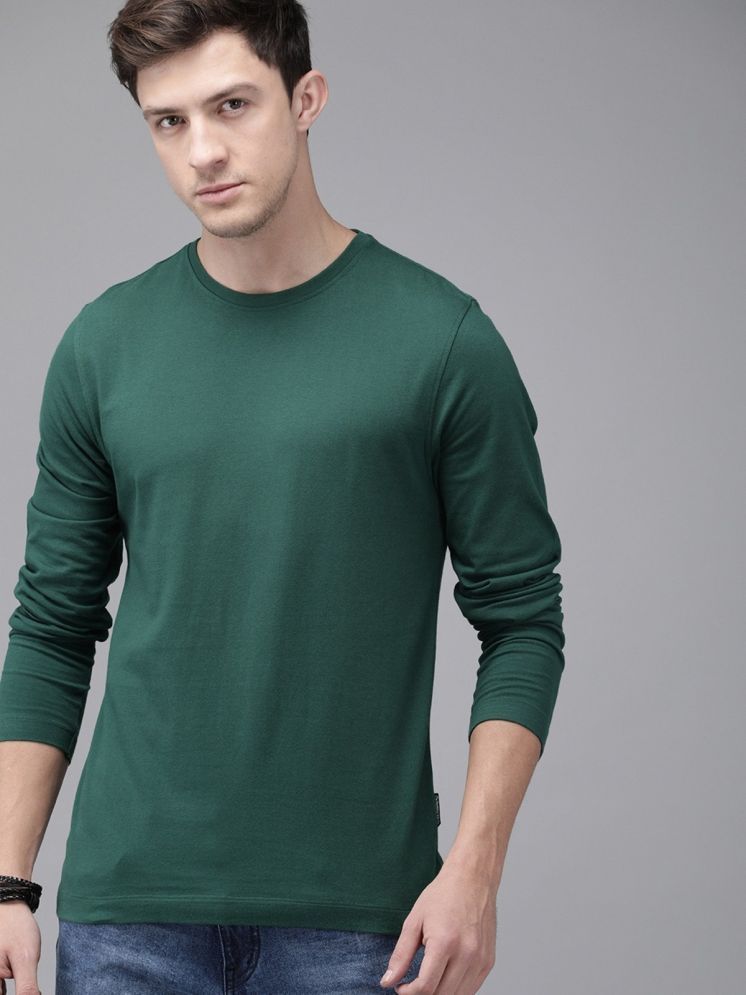     			PLUS PARADISE Cotton Blend Regular Fit Solid Full Sleeves Men's Round T-Shirt - Green ( Pack of 1 )