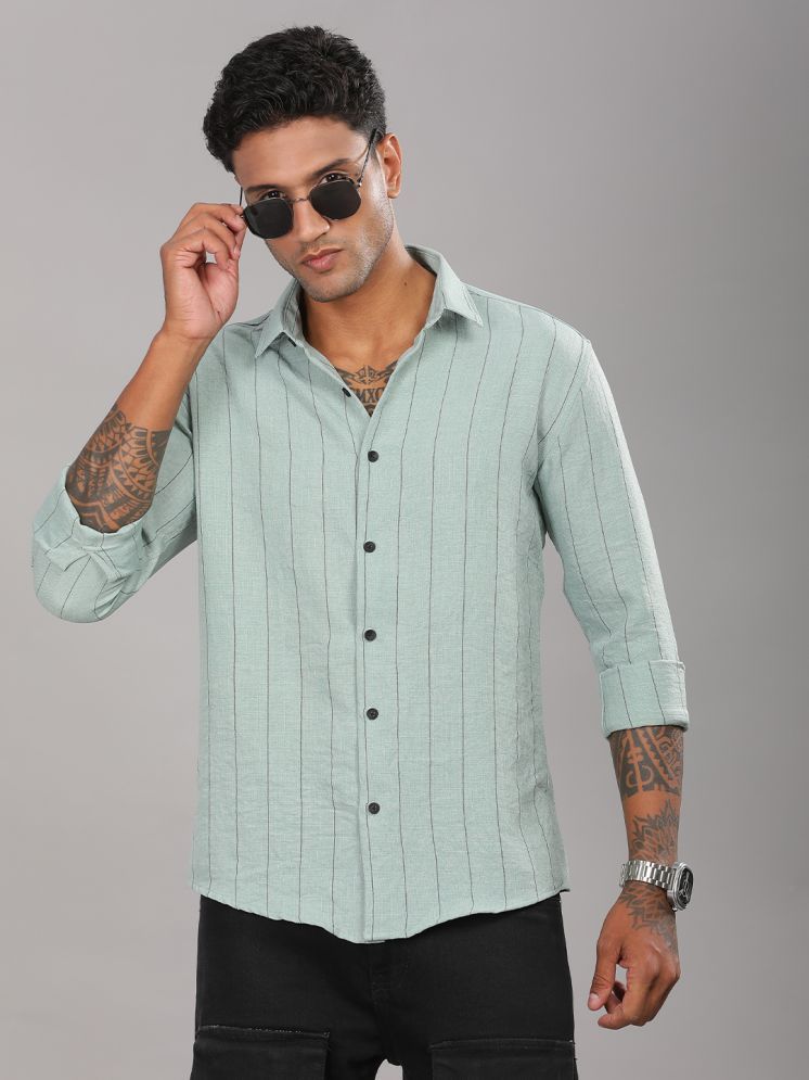     			Paul Street Viscose Slim Fit Striped Full Sleeves Men's Casual Shirt - Green ( Pack of 1 )