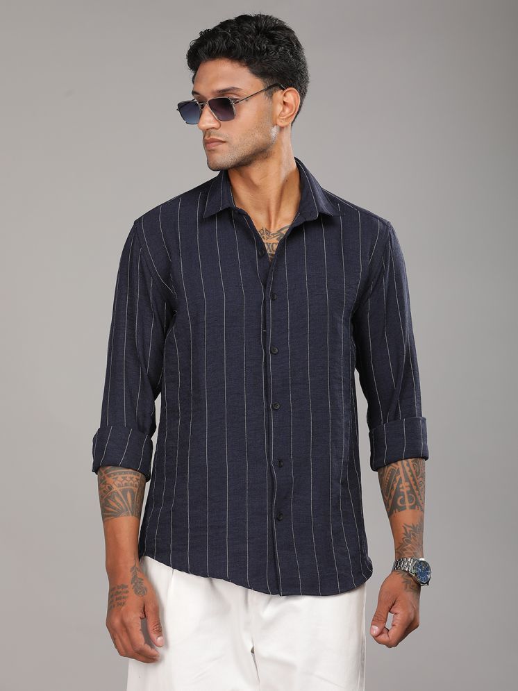     			Paul Street Viscose Slim Fit Striped Full Sleeves Men's Casual Shirt - Navy ( Pack of 1 )