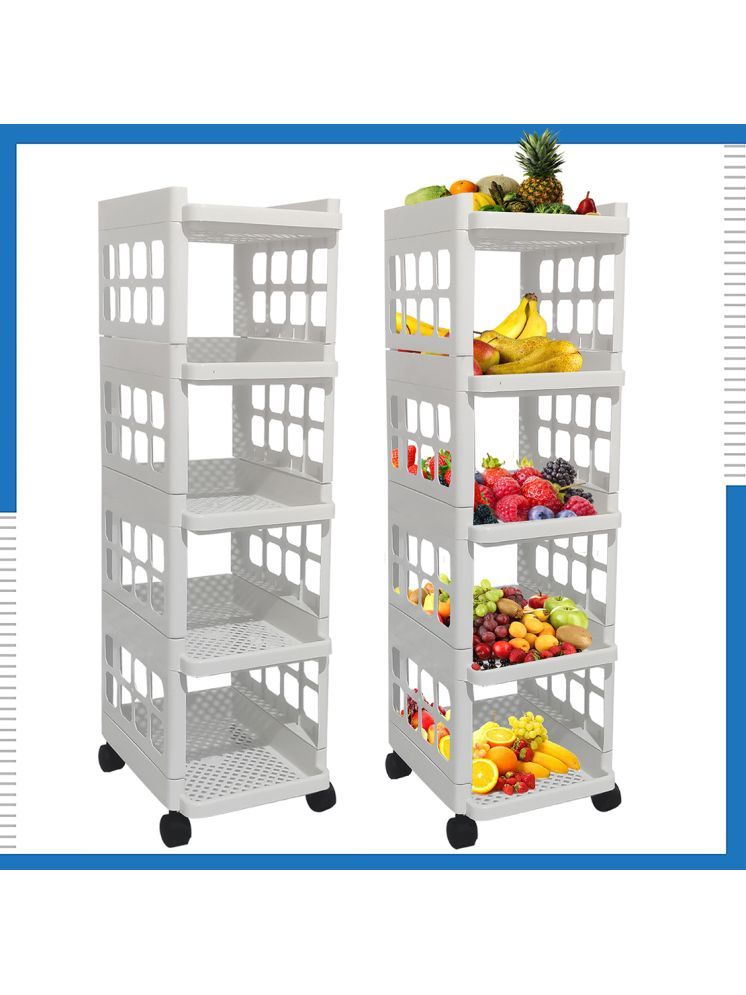     			RMRCHANTS Orange Plastic Kitchen Trolleys ( Pack of 1 )