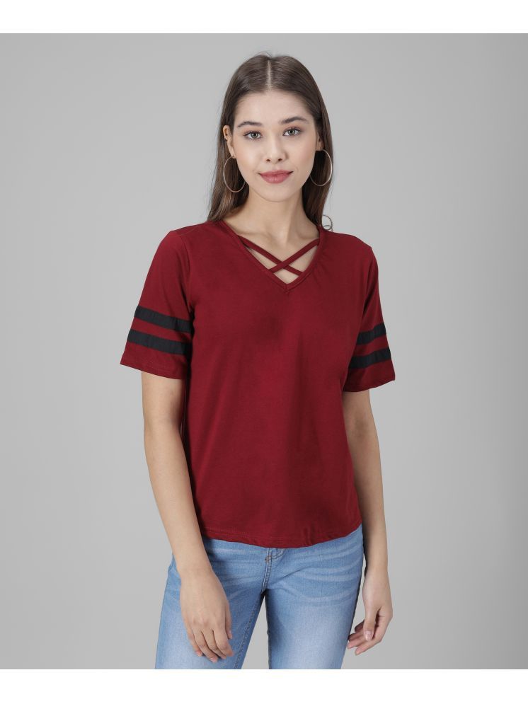     			vivient Maroon Cotton Blend Women's Regular Top ( Pack of 1 )