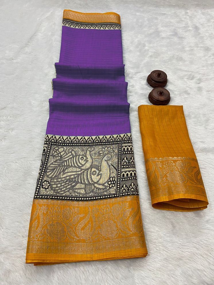     			Bhuwal Fashion Art Silk Embellished Saree With Blouse Piece - Purple ( Pack of 1 )