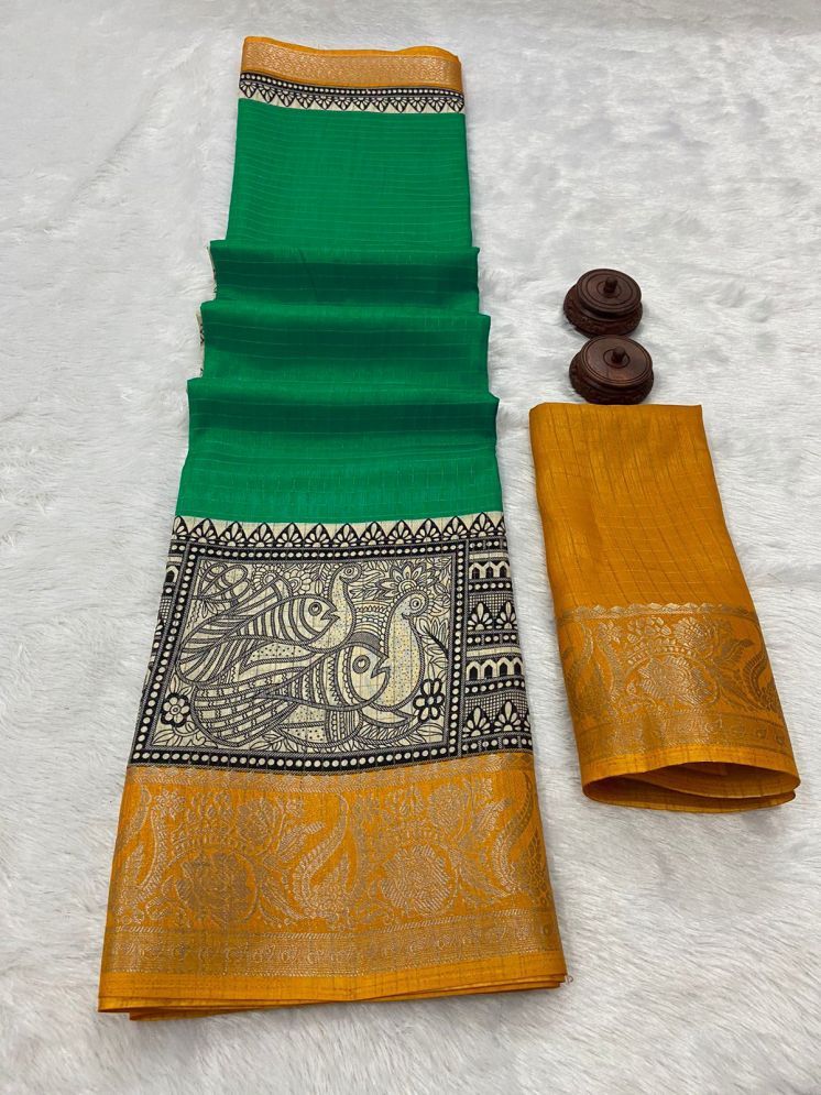     			Bhuwal Fashion Art Silk Woven Saree With Blouse Piece - Light Green ( Pack of 1 )