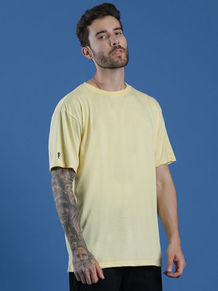     			EPPE Cotton Blend Oversized Fit Solid Half Sleeves Men's Round T-Shirt - Yellow ( Pack of 1 )