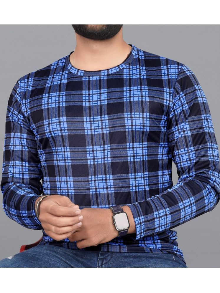     			KAJARU Polyester Regular Fit Checks Full Sleeves Men's Round T-Shirt - Multicolor12 ( Pack of 1 )