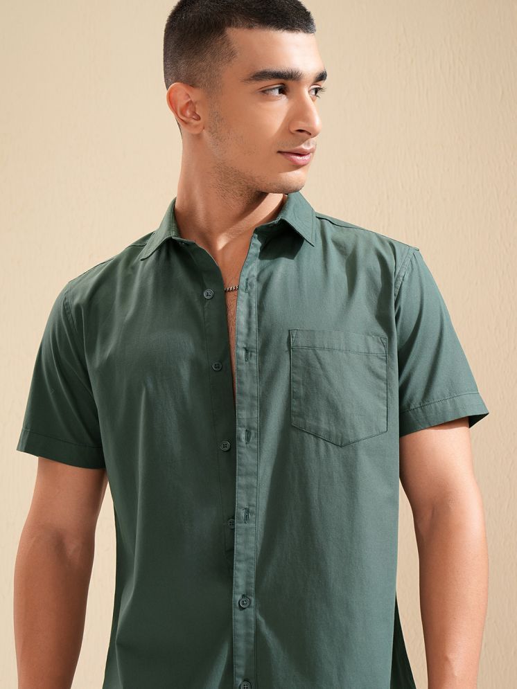     			Ketch 100% Cotton Regular Fit Solids Half Sleeves Men's Casual Shirt - Green ( Pack of 1 )