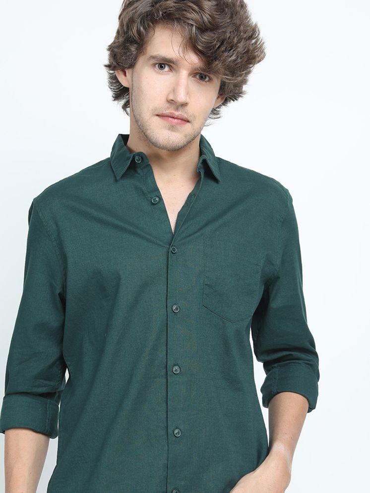     			Ketch 100% Cotton Slim Fit Solids Full Sleeves Men's Casual Shirt - Green ( Pack of 1 )