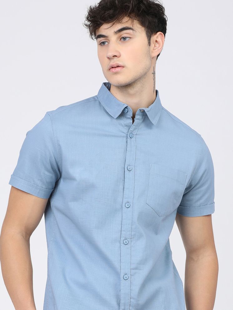     			Ketch 100% Cotton Slim Fit Solids Half Sleeves Men's Casual Shirt - Blue ( Pack of 1 )