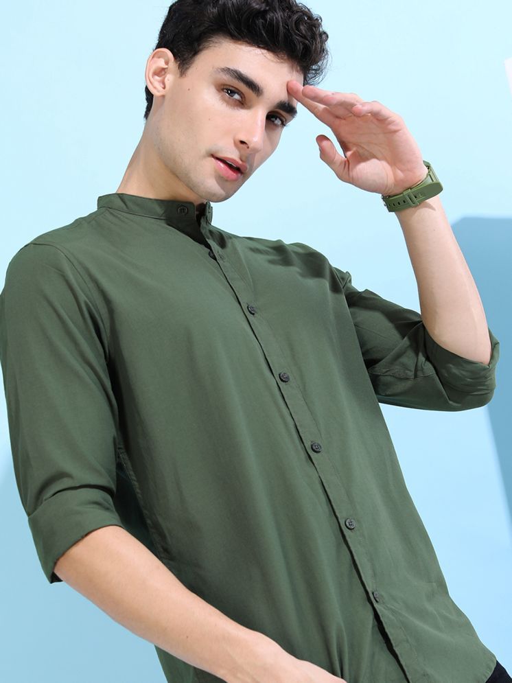     			Ketch Polyester Slim Fit Solids Full Sleeves Men's Casual Shirt - Green ( Pack of 1 )