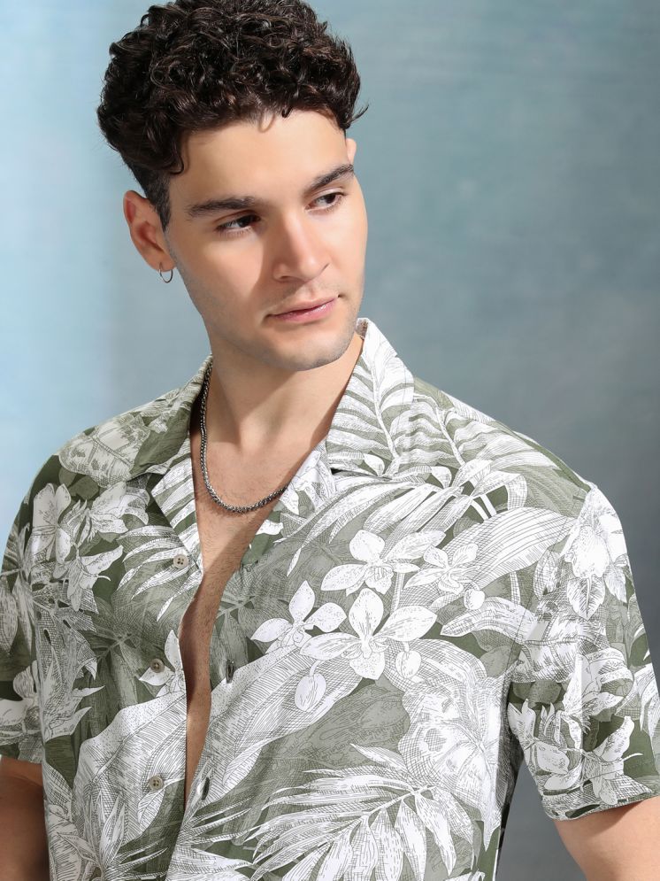     			Ketch Viscose Oversized Fit Printed Half Sleeves Men's Casual Shirt - Green ( Pack of 1 )