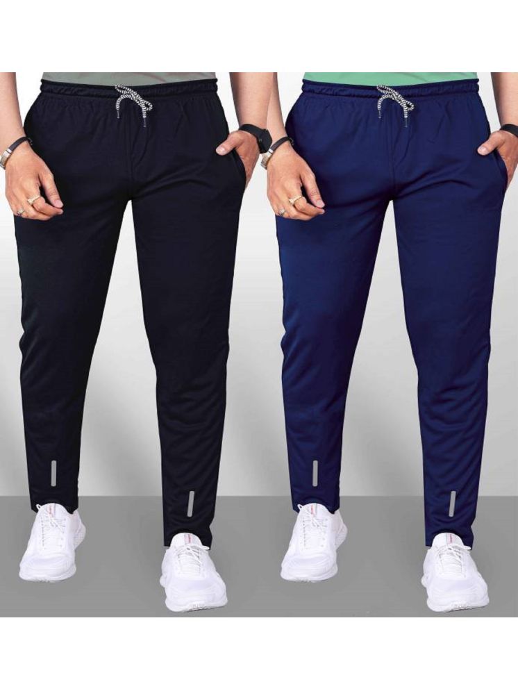     			Leavess Navy Blue Polyester Men's Trackpants ( Pack of 2 )