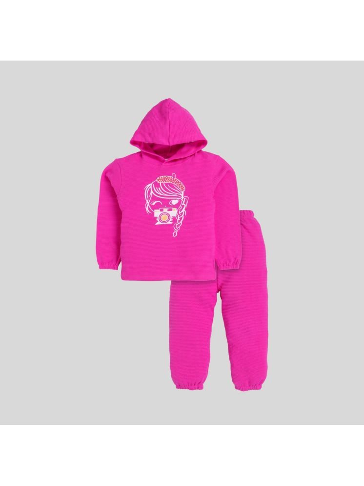     			Little Smart Light Pink Cotton Girls Sweatshirt With Joggers ( Pack of 1 )