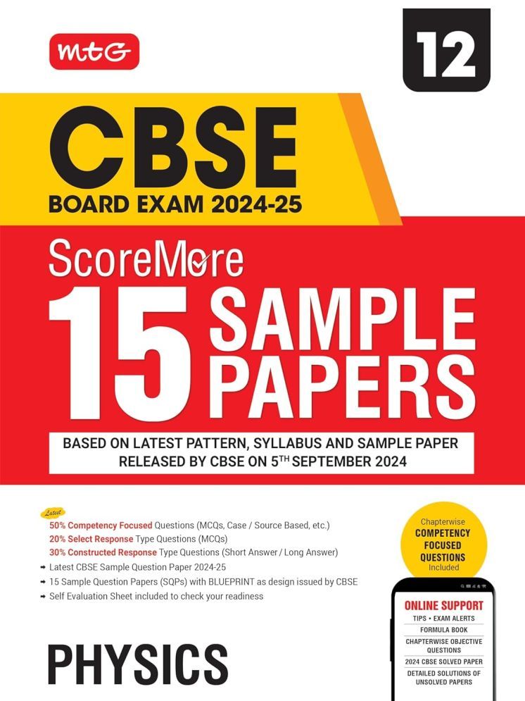     			MTG CBSE Class 12 ScoreMore 15 Sample Papers Physics Book For 2025 Board Exam | Detailed Solutions of Each Chapter | Based on Latest CBSE Pattern