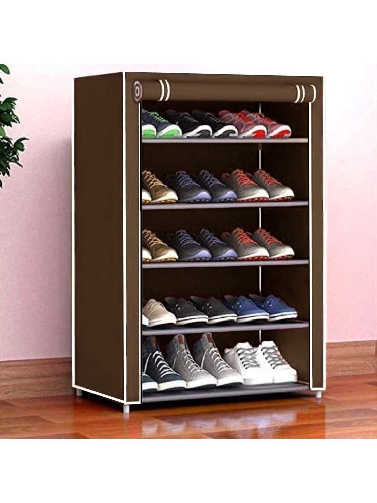     			RMRCHANTS Metal 5 Tier Shoe Rack Brown