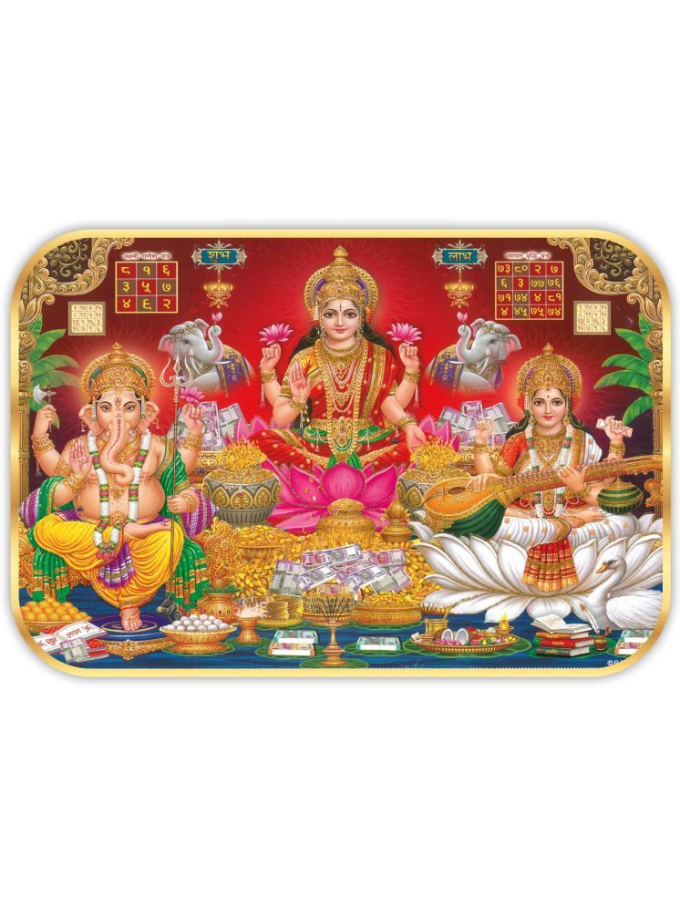     			Saf Lakshmi With Ganesha and Saraswati Religious Painting With Frame