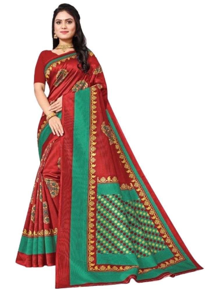     			THE PRIVATE LABLE Art Silk Self Design Saree Without Blouse Piece - Red ( Pack of 1 )