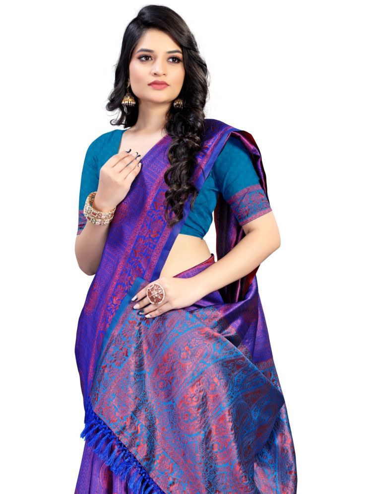     			THE PRIVATE LABLE Mysore Silk Embroidered Saree With Blouse Piece - Purple ( Pack of 1 )