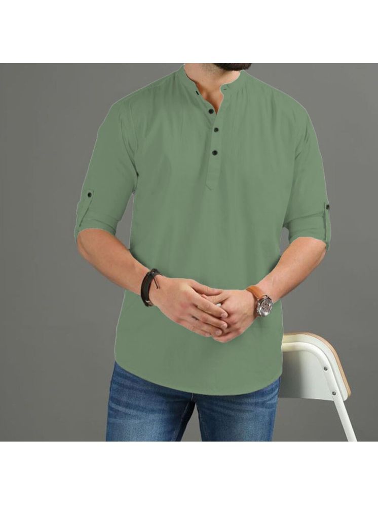     			Vida Loca Light Green Cotton Blend Men's Shirt Style Kurta ( Pack of 1 )