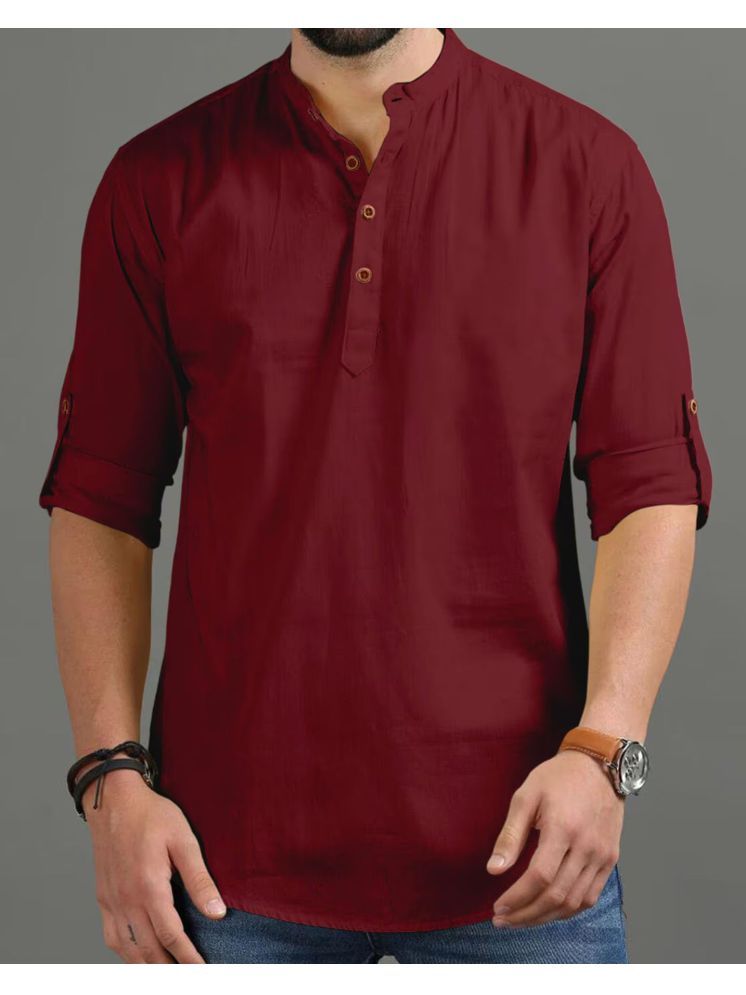     			Vida Loca Maroon Cotton Blend Men's Shirt Style Kurta ( Pack of 1 )