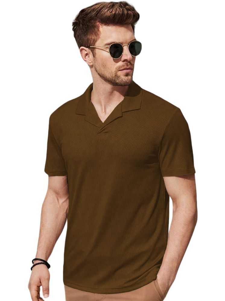     			clafoutis Lycra Slim Fit Solid Half Sleeves Men's Polo T Shirt - Brown ( Pack of 1 )