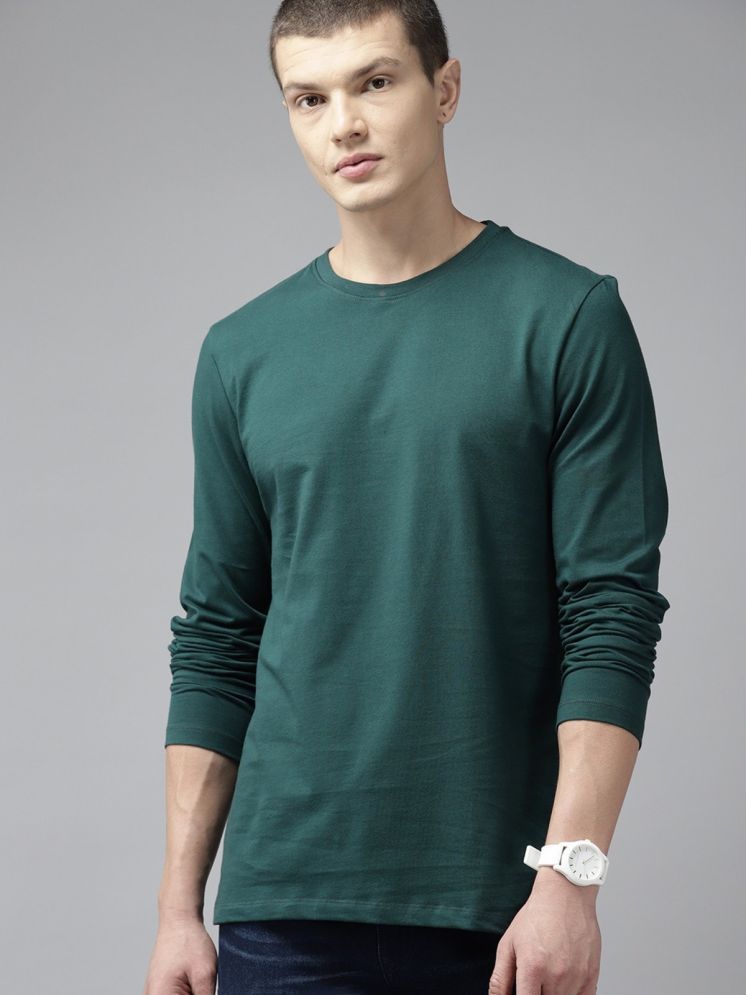     			curvy comfort Cotton Blend Regular Fit Solid Full Sleeves Men's Round T-Shirt - Green ( Pack of 1 )