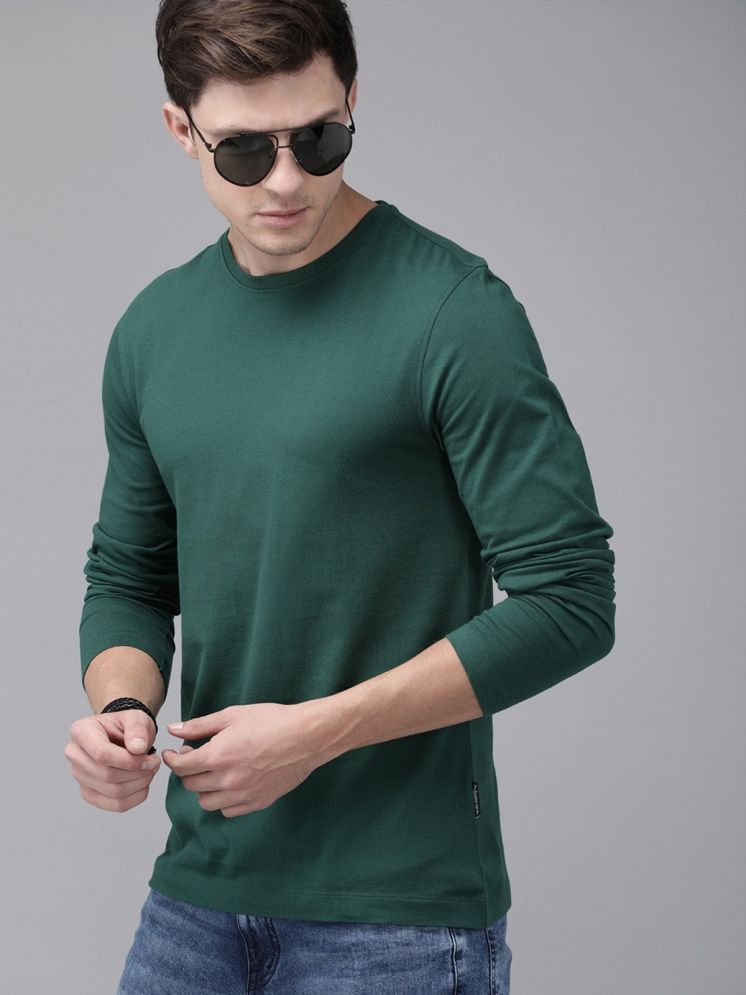     			AKTIF Cotton Blend Regular Fit Solid Full Sleeves Men's Round T-Shirt - Green ( Pack of 1 )