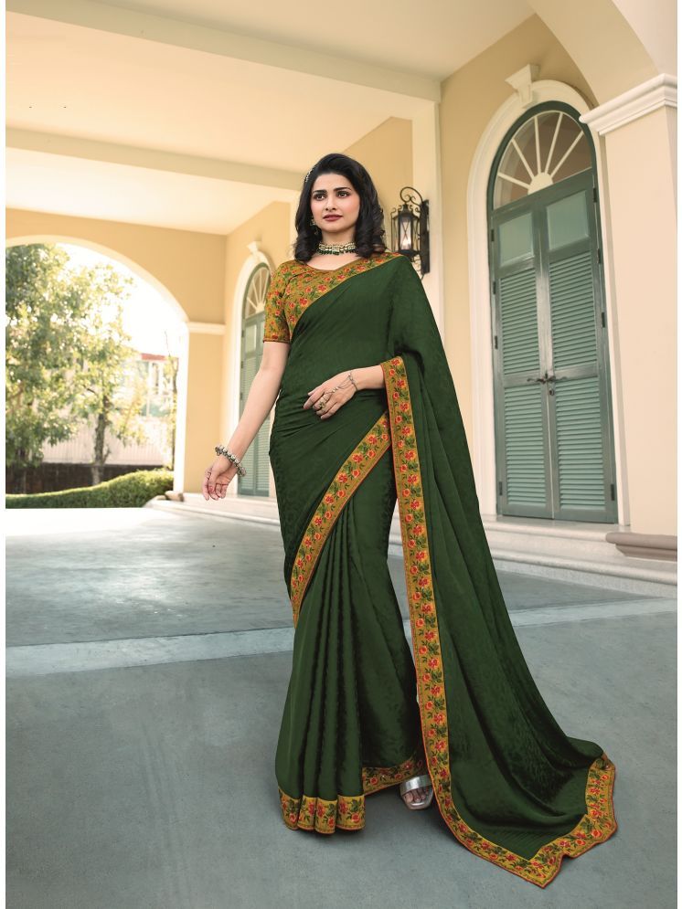     			Gazal Fashions Georgette Printed Saree With Blouse Piece - Green ( Pack of 1 )