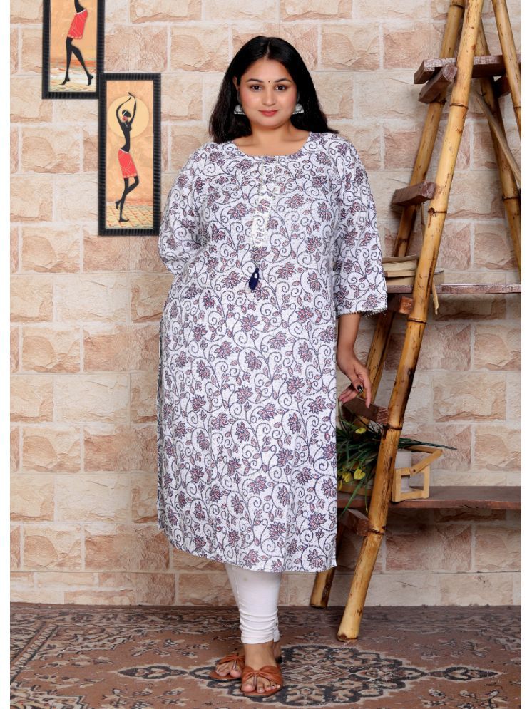     			HIGHLIGHT FASHION EXPORT Cotton Blend Printed Straight Women's Kurti - White ( Pack of 1 )