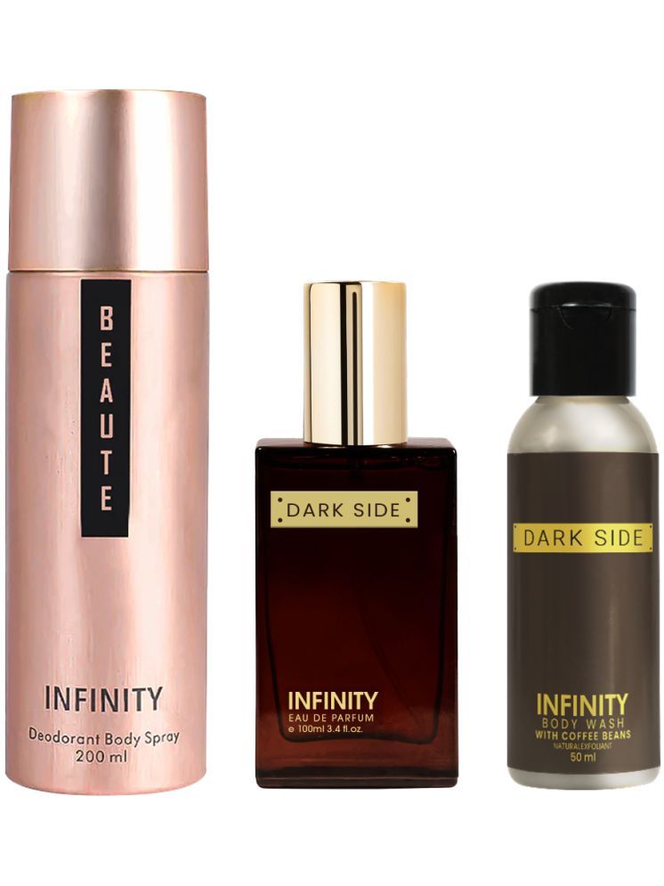     			Infinity Beaute 200ml Deodorant, Dark Side 25ml EDP Perfume, Dark Side 50ml Body Wash Pack of 3