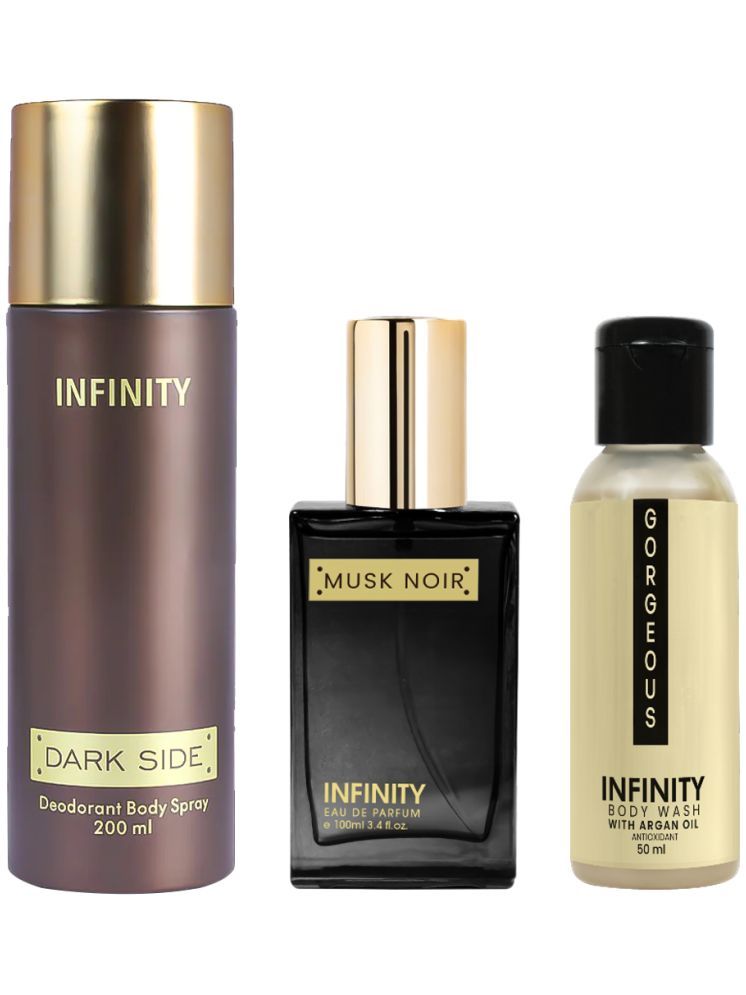     			Infinity Dark Side 200ml Deodorant, Musk Noir 25ml EDP Perfume, Gorgeous 50ml Body Wash Pack of 3