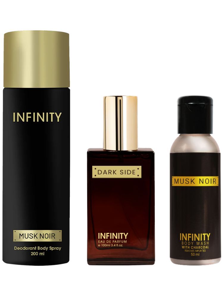     			Infinity Musk Noir 200ml Deodorant, Dark Side 25ml EDP Perfume, Musk Noir 50ml Body Wash Pack of 3