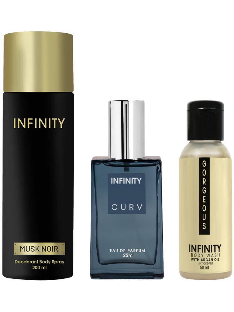     			Infinity Musk Noir 200ml Deodorant, Curv 25ml EDP Perfume, Gorgeous 50ml Body Wash Pack of 3