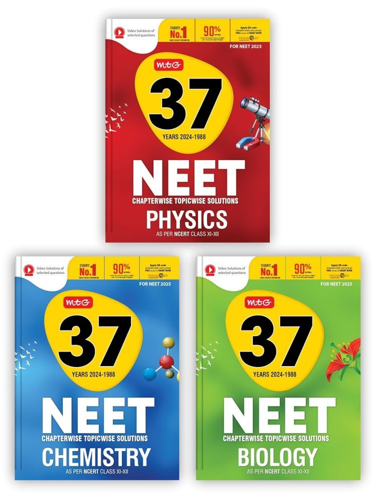     			MTG 37 Years NEET Previous Year Solved Question Papers with NEET PYQ Chapterwise Topicwise Solutions Physics, Chemistry, Biology For NEET 2025 Exam