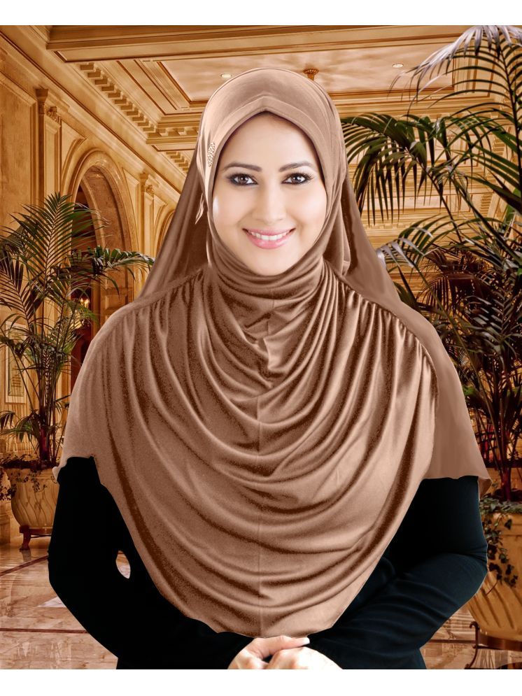     			Mehar Beige Polycotton Stitched Hijab - Single