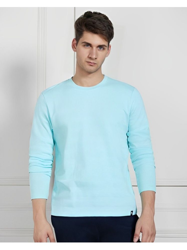     			PLUS PARADISE Cotton Blend Regular Fit Solid Full Sleeves Men's Round T-Shirt - Sky Blue ( Pack of 1 )