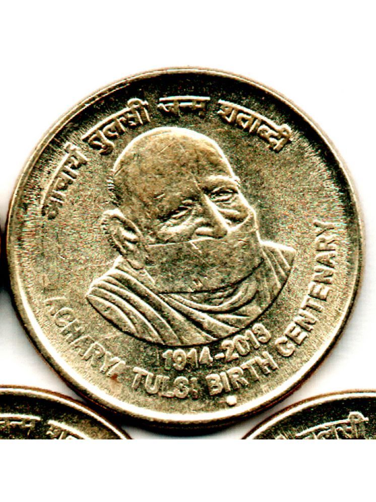     			RAJACOINS- 5 /  FIVE  RS / RUPEE /RUPEES  VERY RARE BRASS   U.N.C.  ACHARYA TULSI BIRTH CENTENARY (1 PCS)  COMMEMORATIVE COLLECTIBLE- U.N.C.