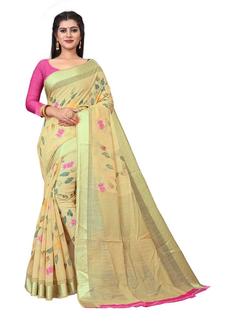     			THE PRIVATE LABLE Linen Self Design Saree With Blouse Piece - Yellow1 ( Pack of 1 )