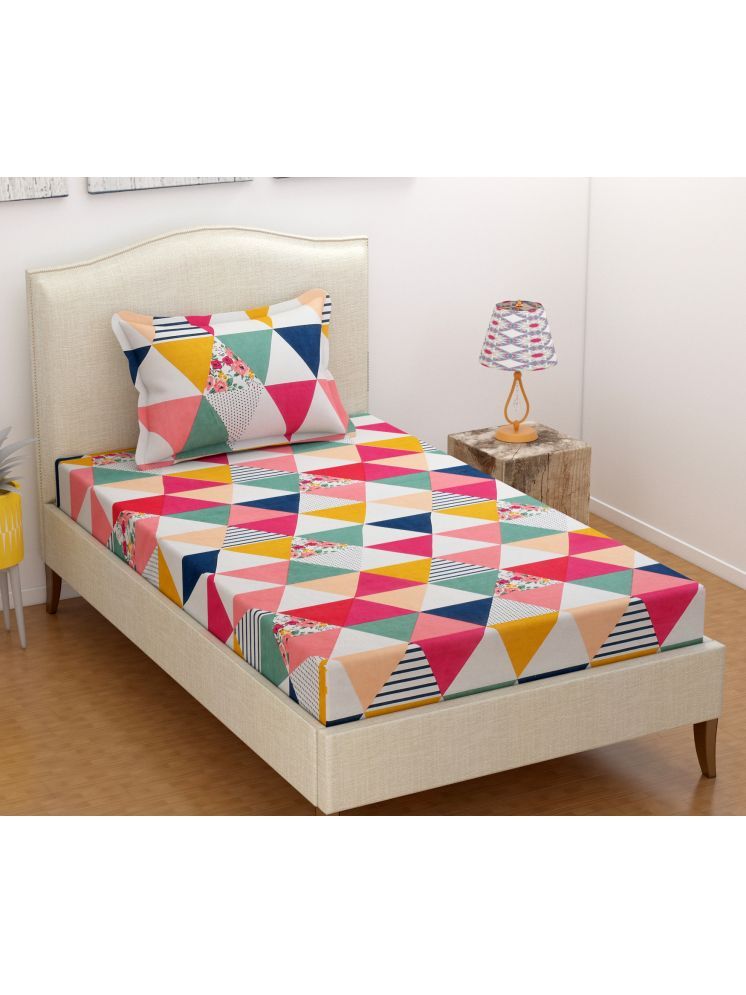     			UrbanArts Microfiber Geometric 1 Single with 1 Pillow Cover - Multicolor