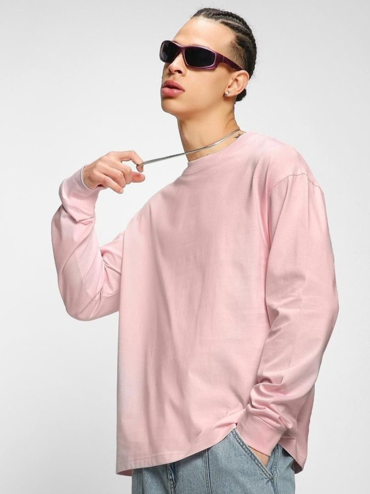     			curvy comfort Cotton Blend Regular Fit Solid Full Sleeves Men's Round T-Shirt - Melange Pink ( Pack of 1 )