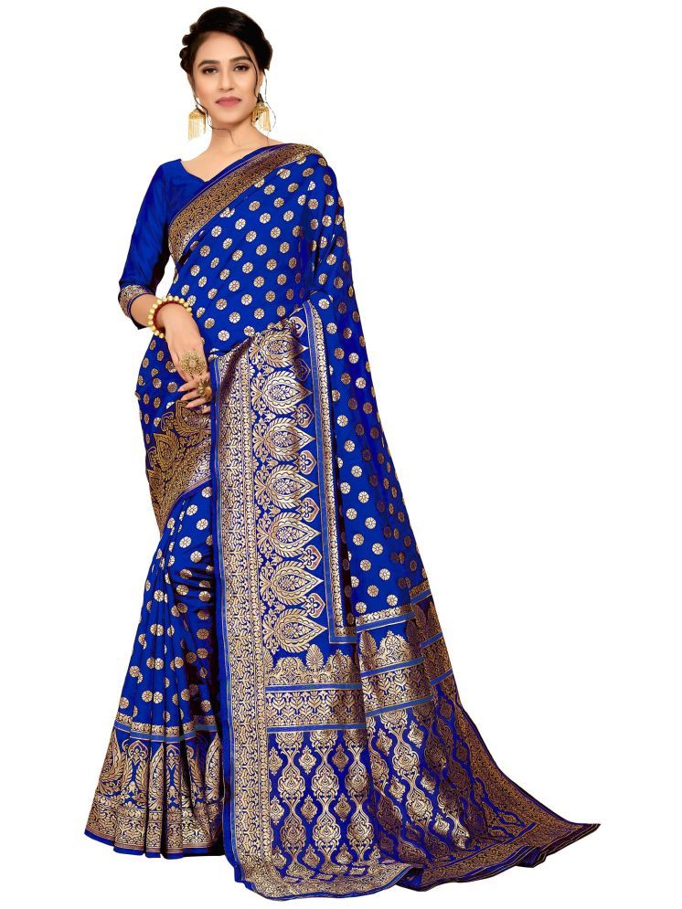     			kedar fab Jacquard Embellished Saree With Blouse Piece - Light Blue ( Pack of 1 )