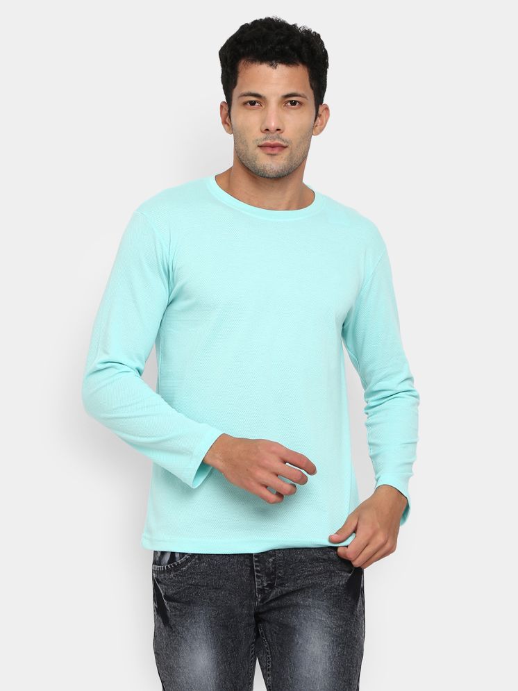     			plusperfaction Cotton Blend Regular Fit Solid Full Sleeves Men's Round T-Shirt - Sea Green ( Pack of 1 )