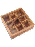 HomePro Masala Dabba Glass Wooden Brown Spice Container ( Set of 1 )